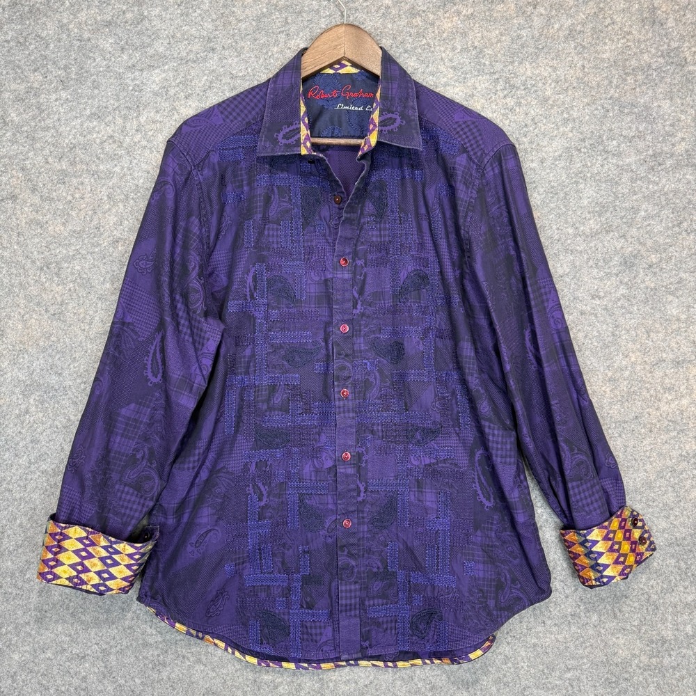 Robert Graham‎ Eminence Limited Edition Shirt Mens Large Paisley Royal Purple
